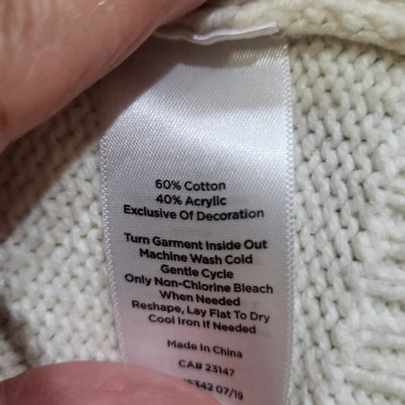 TALBOTS Women's M Velvet Ribbon Sweater Cream Cable Knit Black Ribbon Sweater - Picture 5 of 6